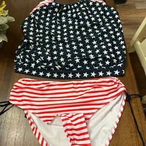 SHEIN Star and Stripe Swim Set - Red, White, and Blue